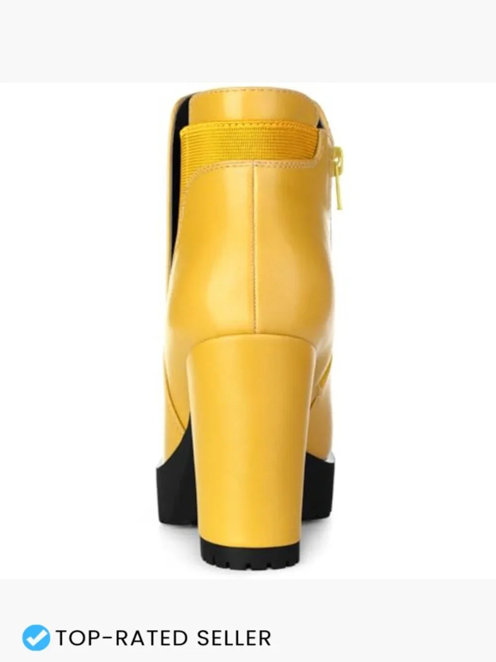 Chunky High Heel Platform Ankle Boots Chelsea Side Zip Block Heel Faux Leather